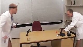 Golden-haired teen sucking dongs and getting banged in orgy at doctor's office