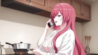 Stepson Came Home Early and Caught Stepdad's Wife Cooking in a Small Robe. Kureha Enomoto Hentai Cosplay