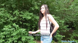 Public Agent Lustful sexy tourist sucks and fucks in secluded forest