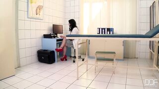 Busty Golden-haired slut gets fisted hard in the doctors Office