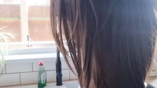 Sinless petite maid with big ass get stuck, fastened up and creampied