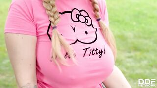 Massive titties of Luna Amor & LiLy Madison's big titties in the outdoors