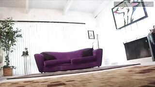 Golden-haired gal spreads legs as a massive wang thrusts her vagina to a mouth spunk flow