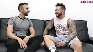 Straight loses a bet and agrees to let her suck him off whilst playing.