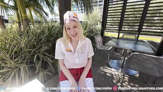 In-N-Out Burger Gal with Massive Breasts Bangs big Ramrod at Work
