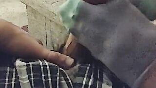 Intense Purple & Aqua Sockjob Socks Handjob Cumshot