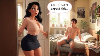 Curvy Mature Woman Catches Man Masturbating And Joins Him After Years Without Sex (AI generated)