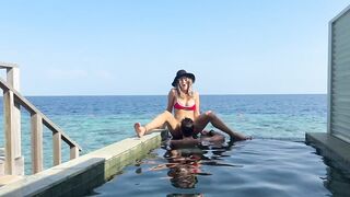 Step sis gets fucked in the pool on family vacation