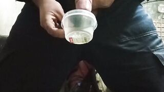 Gay washed his face with fresh cum!