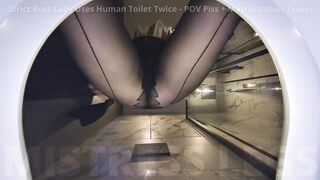 Lady Boss Returns to Void urine on Locked Serf + Masturbates Over His Face