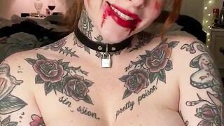 Shy Tattooed Redhead with Huge Jiggling Naturals wishes you to wank