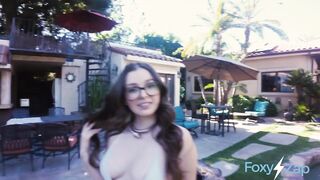 Slutty Leana Lovings Gives her Sexy Body to New Neighbor by the Pool