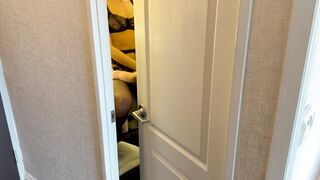 Husband catches wife having a sneaky hotel hook then stays to watch him pump her full of cum before screwing her too / Sloppy Seconds