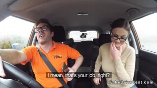 Hot student banged in driving school car