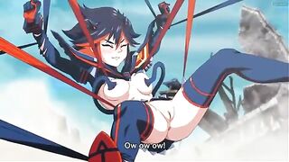 Hot Ryoko Matoi got bound up and stuffed with Senketsu's tentacles, until she started screaming