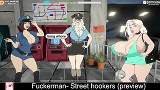 Fuckerman: Street hookers (preview) (free game itchio) 2D, 3D, Adult, Animation, big-tits, Cartoon, fuckerman, futanari, NSFW, street-hookers