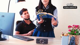A sassy schoolgirl gets her teacher to bang her right in the middle of class until he cums - Sofi Becker
