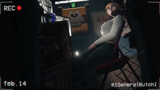 A white haired angel drilled by a blacked man in their garage