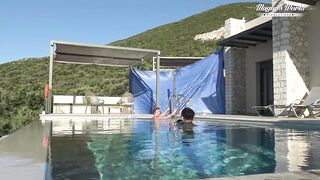 Natural, Older Female (MILF) Julia North Engages in Soft Play Underwater in a Swimming Pool.
