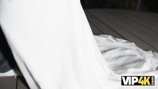 VIP4K. A Nasty Redheaded bride filmed a Homemade Porn video with her Husband right after the Wedding