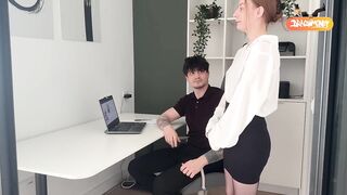 The Boss Drilled the Redhead Secretary in his Office