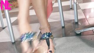 Dangling and Shoeplaying in a Bar with My Blue Estrada' Flip Flops