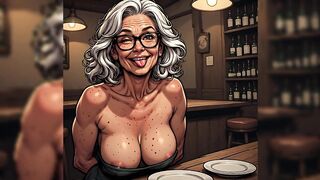 Older Hotties in Bar (breasts Out Comic Style Art)