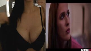 Sexy golden-haired futa bangs her little best friend with huge cumshot- Futanari React