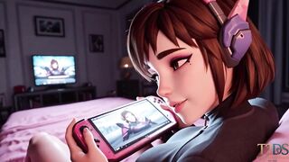 D.Va Gamer Beauty Gets Drilled While Playing Games - POV Creampie