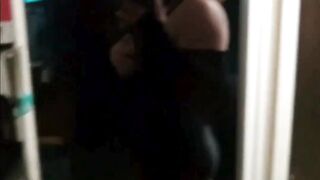 "Thick Butt Redhead in Tight Pink Pants Bathroom Mirror Selfie"