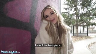 Public Agent Golden-haired Brit Babe POV Blowjob and Drilled Outside