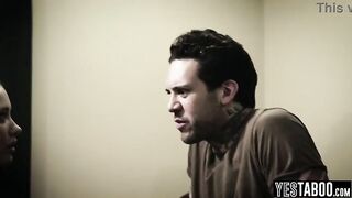 Big boobs depressed MILF lets two concupiscent men double penetrate her roughly