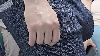 Stranger Guy Ejaculate by Girl's Hand In a Crowded Bus