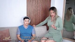 Inexperienced stepson gets fucked raw by his perverted stepmother - Monique Fuentes & Lian Grey