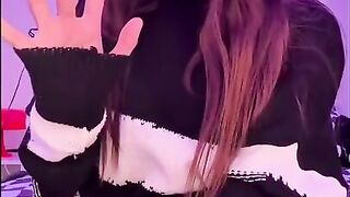 Sad Teen Mime , flirting with you with her pink pussy , gentle bang from Emo Cutie and her gap Bad Dragon sex-toy