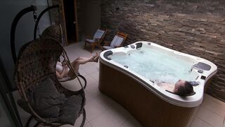 Truly hawt but risky romantic amateur sex with a stranger in a public wellness Dada Deville