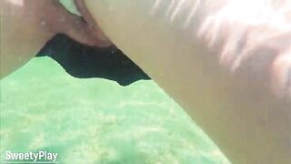Creampie underwater - Stranger cum inside my vagina on the beach