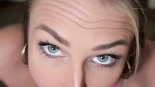 Model gives evening blowing swallowing massive load