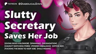 My Secretary Missed a Work Assignment, Now This chick Has to Make it Right Inside Her Boss' Office, On Her Knees -- Male Smutty Talk and Moaning -- Audio Roleplay for Women