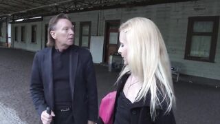 Beautiful golden-haired fucks finds and rides massive weenie inside train station