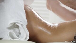 Tattooed Sweetheart Gets a Full Body Oil Treatment on the Table by Her Masseur