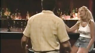 Man pulls his pants down and gets a great oral-job from hot golden-haired