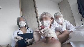1 DAY: three NURSES examined my weenie in hospital. 6 handed masturbation