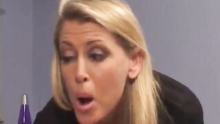 Charming blonde gets bent over and banged doggystyle while her friend watches