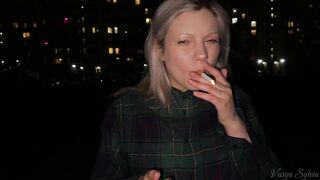 Smokin' Blonde with Nude Tits Smokes!
