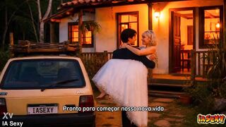 Newlywed Couple Does Something Forbidden: Cumming in the Twat of a Lewd Blonde [AI Generated]