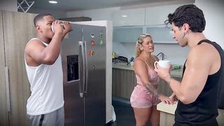 The neighbor pays a visit and has sex with the lady of the house (Aged MILF)