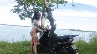 MOTORCYCLE FEMALE PULLS OVER AND HANGS OUT WITH SOME STUD AT THE OCEAN VIEW PARK