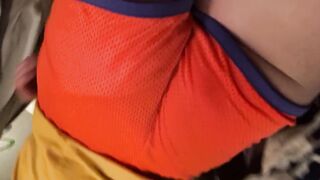 Showing off my orange butt shorts