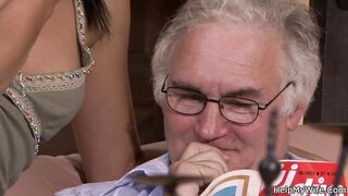 ASSIST MY WIFE - Brunette hair wife cuckolds her old hubby